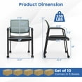 thumbnail image 3 of Gymax 10 Pcs Chaises de Conférence Empilables Chaise en Maille pour Bureau Invité Salle d'Attente Roues, 3 of 9