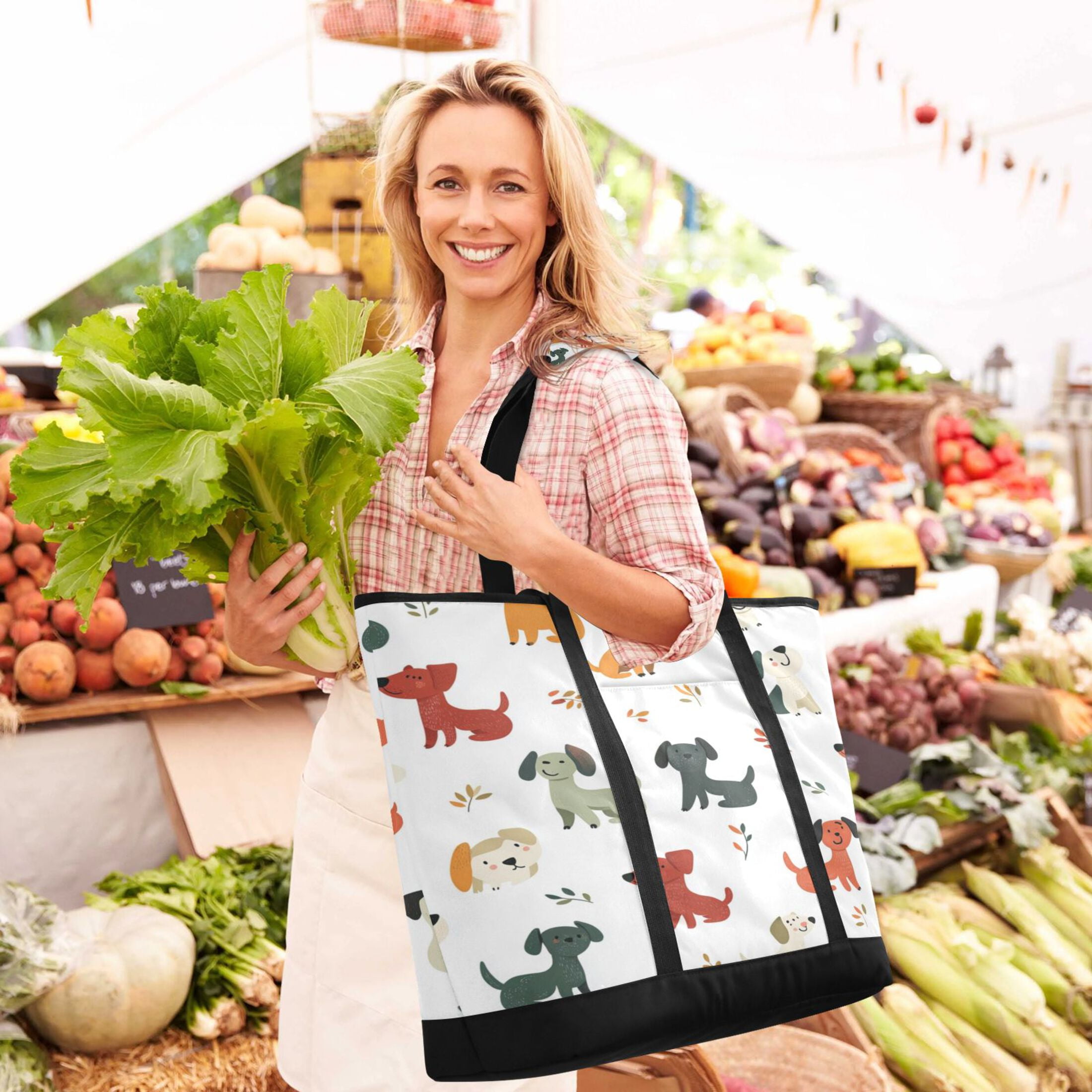 Large Hand-held Ice Pack Picnic Bag Insulation and Refrigeration Suitable for Shopping Picnics and Camping Super Cute Puppy