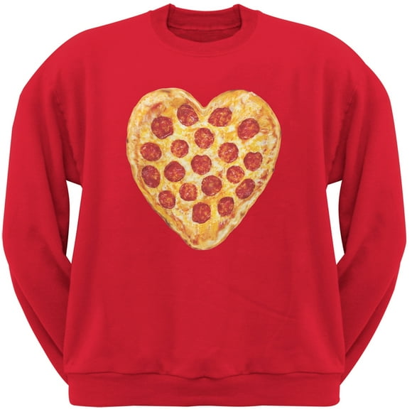 Pepperoni Pizza Heart Red Adult Sweatshirt