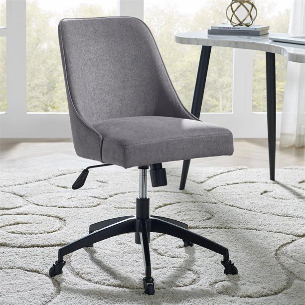 Steve Silver Kinsley Swivel Gray Upholstered Desk Chair Walmart Com Walmart Com