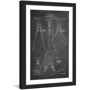 "Calipers 1886 Chalk" Framed Painting Art Print, 20" x 1.5"