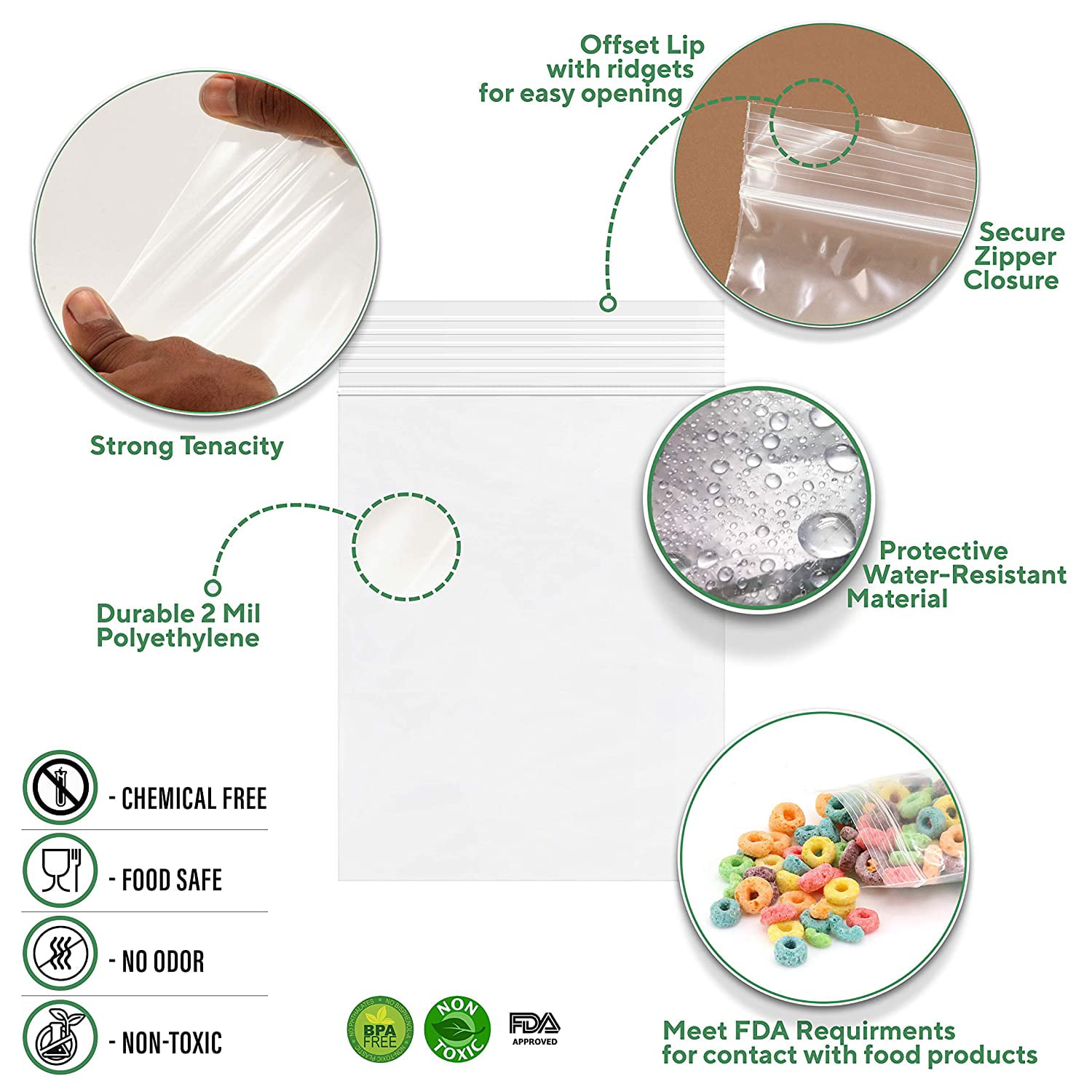 Wholesale 100 Resealable Plastic Zip Reusable Bags 10 Silk Mil