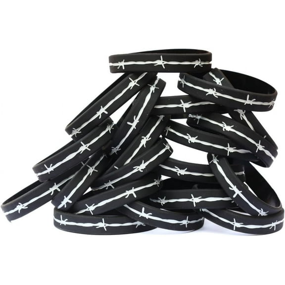 50 Barbed Wire Thin Gray Line Wristbands Correctional Officers Support