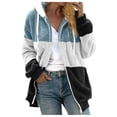 thumbnail image 1 of TQWQT Fleece Coats for Women  Faux Fur Jacket Coat Fuzzy Fleece Jacket Plus Size Zip Up Drawstring Sweatshirt Oversized Light Blue S, 1 of 6
