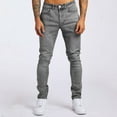 thumbnail image 2 of WTOBBY Men's Slim Fit Jeans with Functional Pockets Casual Trend Denim Trousers - Comfortable Stretch Long Pants Design for Streetwear and Daily Activity Wear Experience,Gray 32, 2 of 5