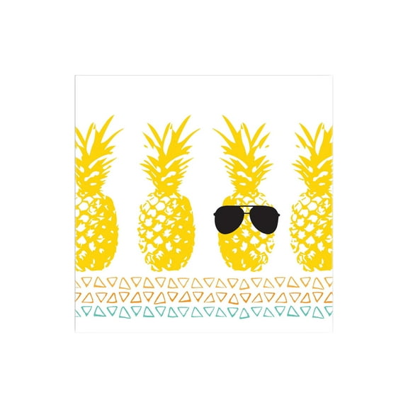 Pineapple In Sunglasses Yellow Triangles 12 x 12 Wood Wall Sign Plaque