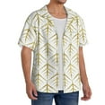 thumbnail image 2 of Goofa White And Gold Geometry Printed Men's Casual Short-sleeved Shirt,Lightweight Breathable Button-down,Summer Casual men's top,Versatile Fashion shirt-Medium, 2 of 7