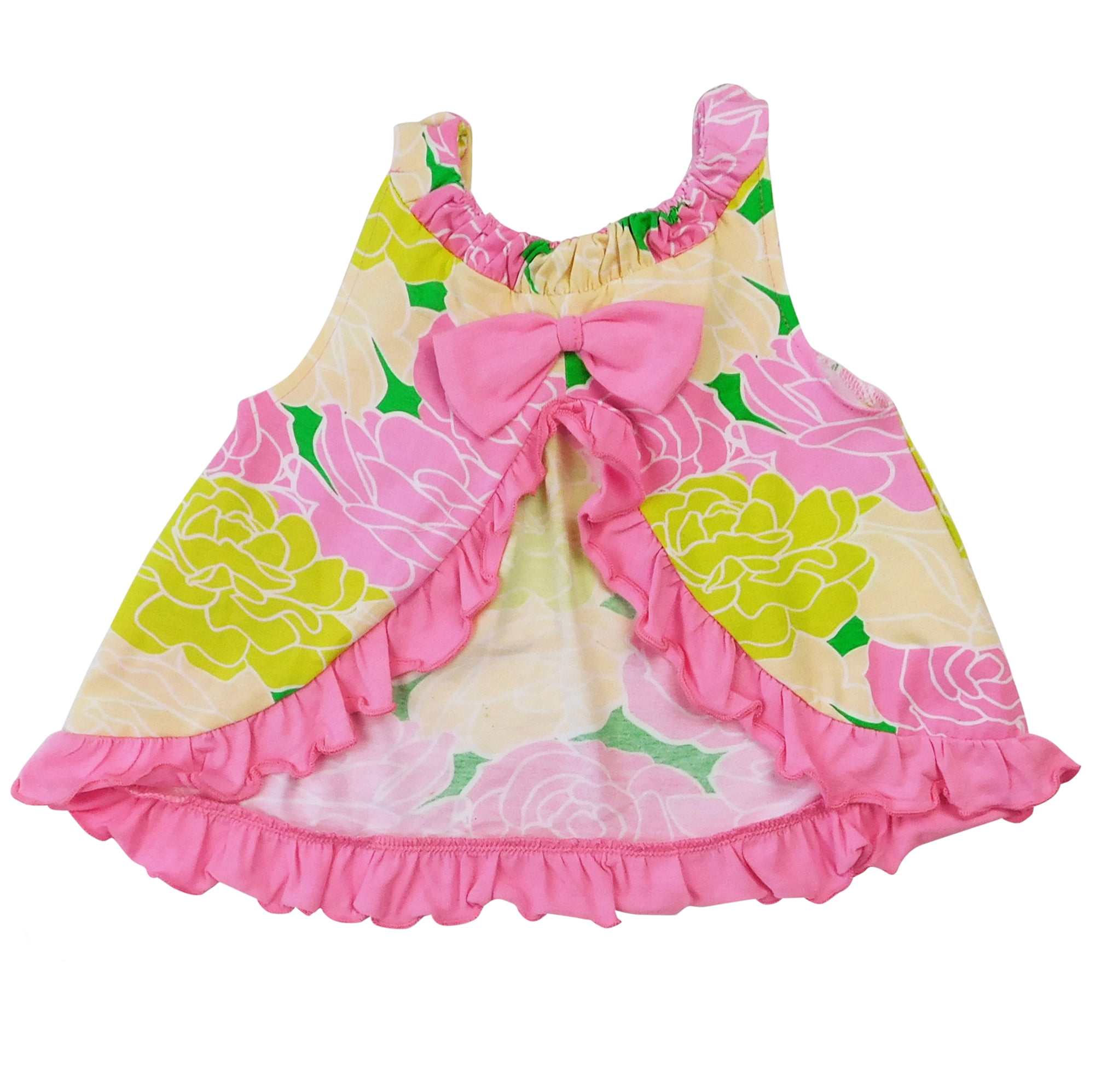 AnnLoren Baby//Toddler Girls Open Back Swing Tank Top with Bow Feather Design 3-6 mo 6-12 mo 12-24 mo