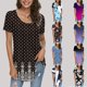 thumbnail image 1 of Fiudx Ofertas de La Semana Blusa Holgada de Manga Corta con Cuello Redondo Informal Estampada a La Moda para Mujer, 1 of 6