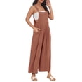 thumbnail image 2 of Franhais Women Overalls, Sleeveless Solid Wide Leg Jumpsuit Loose Summer Romper with Pockets, 2 of 5