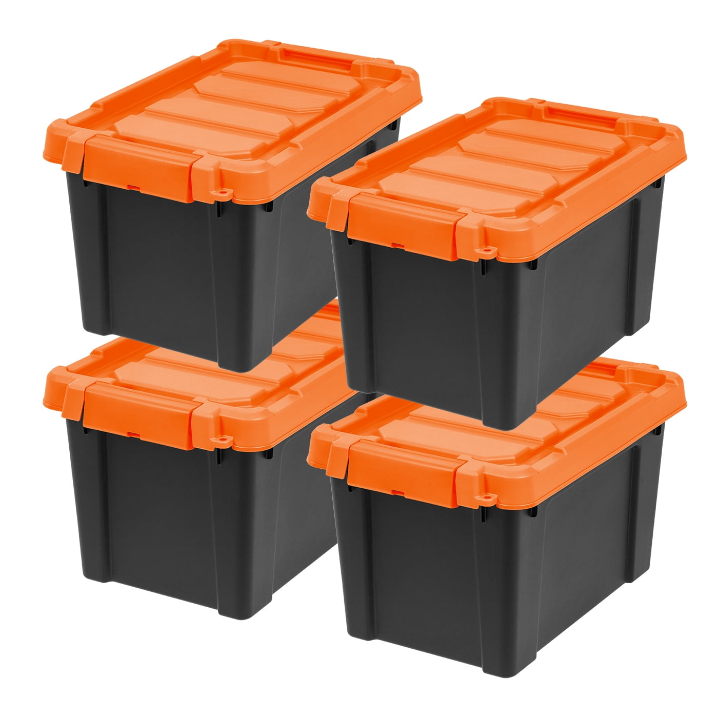 IRIS USA 5 Gal Utility Storage Tote Black/Orange 4 Pack