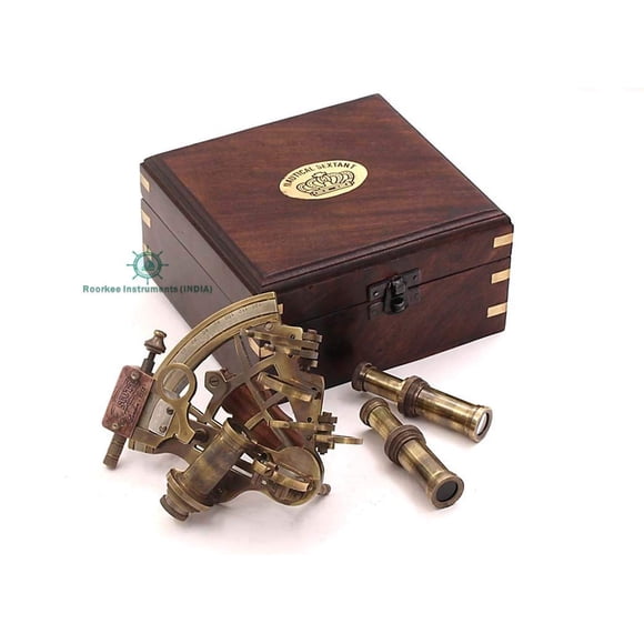 Sextante Náutico de Latón Roorkee Instruments con Caja de Madera