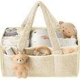 thumbnail image 1 of Diaper Caddy Organizer with Handle - Portable Baby Essentials Basket for Changing Table, Nursery & Travel | Diaper Storage Organizer for Newborns & Infants (Beige), 1 of 7