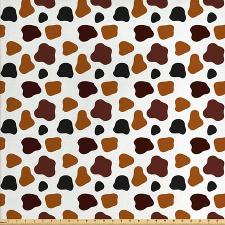 Milk Fabric Cow Print Fabric by The Yard, Cow Skin Animal Abstract Spots Milk Dalmatian Barnyard Camouflage Dots, Decorative Fabric for Upholstery and Home Accents, by Ambesonne ()