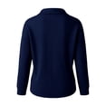 thumbnail image 7 of VISALY Bow Tie Collar Knit Sweater for Women Elegant Long Sleeve Ribbed Knit Pullover Sweater Soft Lightweight Office Dressy Casual Tunic Shirts Fall Trendy Business Casual Outfits Dark Blue L, 7 of 7