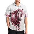 thumbnail image 3 of Camisas con estampado digital de animales y caballos para hombre, camisas hawaianas holgadas informales de manga corta para playa, blusas de gran tamaño para hombre, 3 of 5