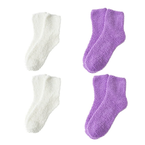 AUQ 4Pairs Socks Snuggly Fuzzy Socks for Cold Days,Insulated Long Socks for Daily Protection,Style1