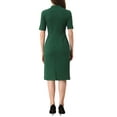 thumbnail image 3 of INSPIRE CHIC Women's Sheath Dress V Neck Short Sleeves Wear-to-Work Bodycon Midi Dresses L Dark Green, 3 of 6