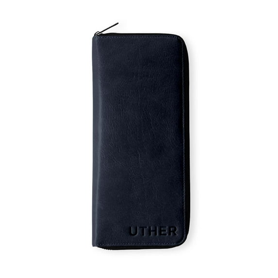 Uther Glove Holder (Navy) Leather Zippered Golf Glove Pouch