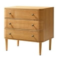thumbnail image 3 of 26" Modern 3 Drawers End Table Curved Table Set of 2 with Charging Station for Living Room Oak, 3 of 5