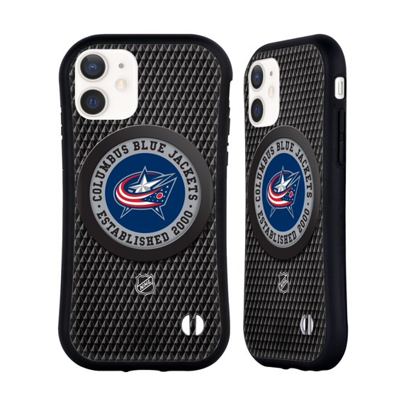 Head Case Designs Officially Licensed NHL Columbus Blue Jackets Puck Texture Hybrid Case Compatible with Apple iPhone 12 Mini