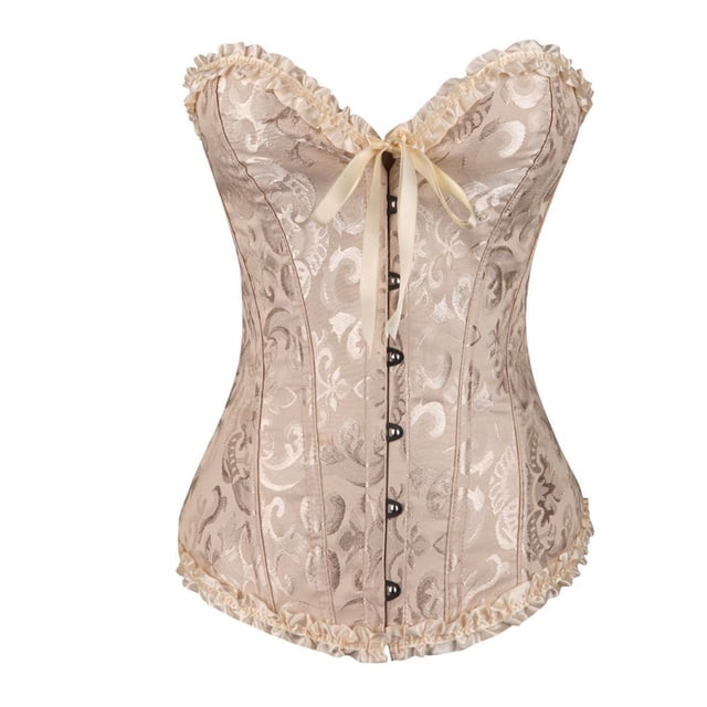 GRACE1 Mujeres Modelador de cintura Gótico Satén Brocado Stays Corset Corsé Bustier Top Top con cordones Sexy Vestidos elegantes Cincher de entrenamiento de cintura Overbust deshuesado/Multicolorpangj