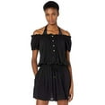 thumbnail image 3 of Kate Spade New York Heart Buckle Off-The-Shoulder Cover-Up Romper Black XS, 3 of 4
