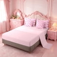 thumbnail image 3 of Erosebridal Dreamy Princess Bowknot 7-Piece Bedding Comforter Set For Girls,Pink Stars Pattern King Bedding Sets For Kids,Pink Reversible, 3 of 7