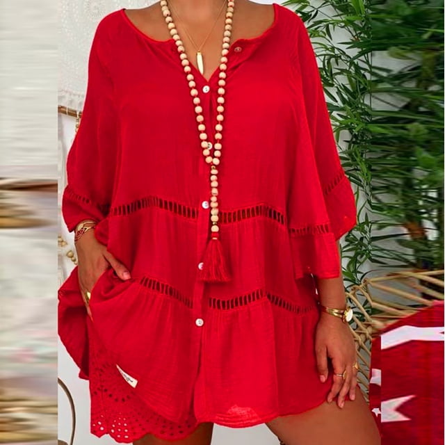 Hauts d'Été Grande Taille pour Femmes, Manches Courtes, Col en V, Pull-Over, T-Shirt en Solde
