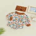 thumbnail image 3 of CNKOO Ensemble de Combinaisons pour Bébés Filles Imprimé Animal Manches Longues Col et Bandeau, 3 of 8