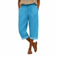 thumbnail image 4 of YOZGXEG Wide Leg Pants Women Women Summer Wide Leg Linen Pants Elastic Waist High Waisted Casual Beach Trousers Blue S-3Xl, 4 of 7