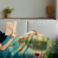 thumbnail image 3 of Feminine Soft Flannel Fleece Blanket, Fantasy Houses in the Meadow Heart Shaped Trees in a Dreamy Countryside Print, Cozy Plush for Indoor and Outdoor Use, 70" x 90", Green and Red, by Ambesonne, 3 of 5