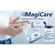 MagiCare Hand Sanitizer Wipes, Unscented, 75% Alcohol, Large Wipes - 10 Travel Packs (20ct Each, 200ct) - Travel Bag, Car, Camping