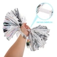 thumbnail image 3 of 2 pompones de porristas: pompones de plástico para equipos deportivos, fiestas de baile, fútbol, baloncesto, clubes, deportes, escenarios, celebraciones, plateados., 3 of 7