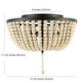 thumbnail image 6 of JONATHAN Y Allison 15" 3-Light Shabby Chic Farmhouse Wood Beaded/Metal LED Flush Mount, Oil Rubbed Bronze/Cream, JYL9019B, 6 of 9