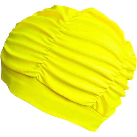 RVOV Women‘s Cloth Swimming Cap, Breathable Ruffle Swim Cap with Ear Coverage, Stretch Fit for Long Thick Hair, Pool Bathing Cap for Adults