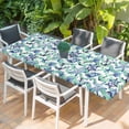 thumbnail image 2 of Blue Starfish Anchor Table Cloths for 8 Foot Rectangle Tables, Summer Coastal Teal Waves Stripe Patio Waterproof Elastic Fitted Tablecloths, Washable Rectangular Table Cover for Camping, 2 of 8