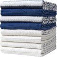 thumbnail image 3 of Bumble Towels Premium Kitchen Towels (16”x 28”, 8 Piece) Cotton Kitchen Hand Towels Striped 420 GSM Blue, 3 of 5