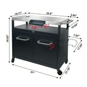 Expert Grill Outdoor BBQ Prep Cart with Wheels, Stainless Steel Top & Storage Shelves