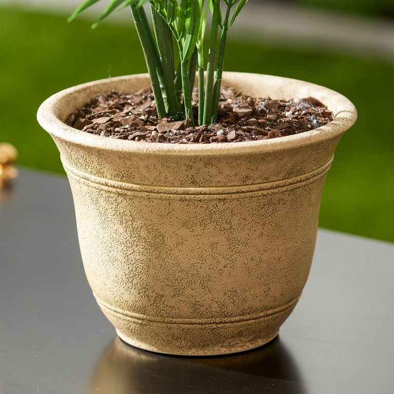 HC Companies Sierra 10 Inch Round Garden Planter Pot (4 Pack