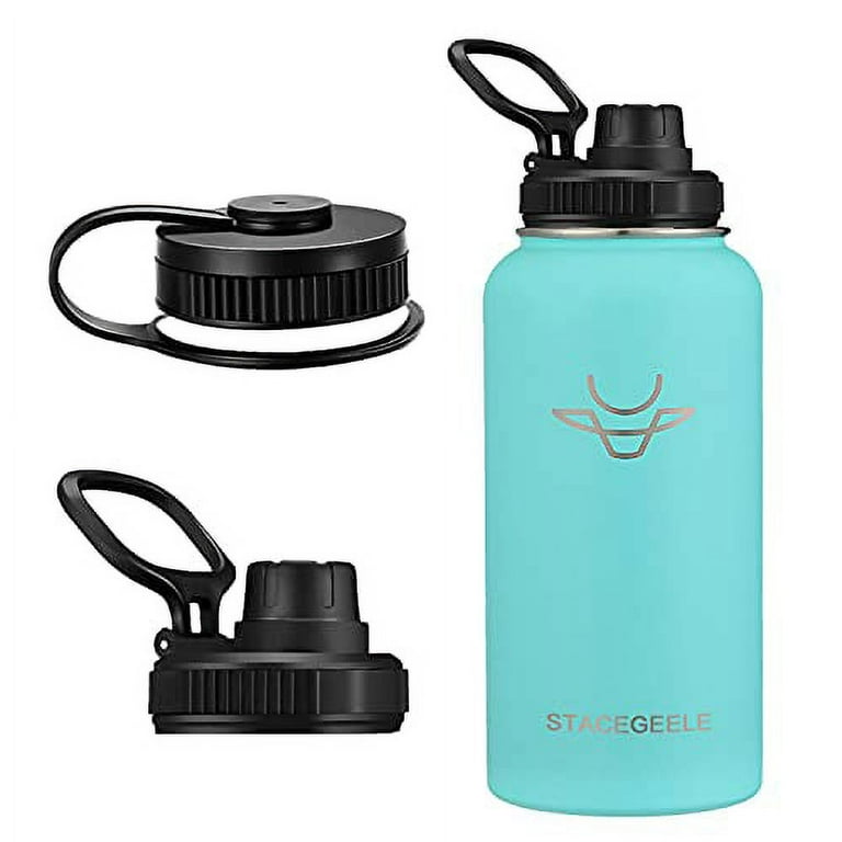 STACEGEELE Insulated Vacuum Water Bottle with Spout Lid & Screw on Top   Stainless Steel Flask for Kids Leak Proof Lightweight Eco Friendly 18oz /  24oz / 32 oz / 40oz(32oz Seafoam) 