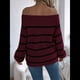 thumbnail image 5 of Suéter de Rayas con Hombros Descubiertos para Mujer, Moda de Otoño, Suéteres de Punto Casuales, Suéter Y2k, Blusas Lindas. Vino Tinto L, 5 of 10
