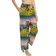 thumbnail image 2 of Uemuo Horse Sunflowers Pattern Women's Wide Leg Palazzo Lounge Pants with Pockets Light Weight Loose Comfy Casual Pajama Pants-Small, 2 of 9
