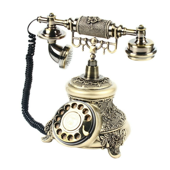 Antique Brass Handset Phone Handheld Telephone Rotary Dial Vintage Home Decor