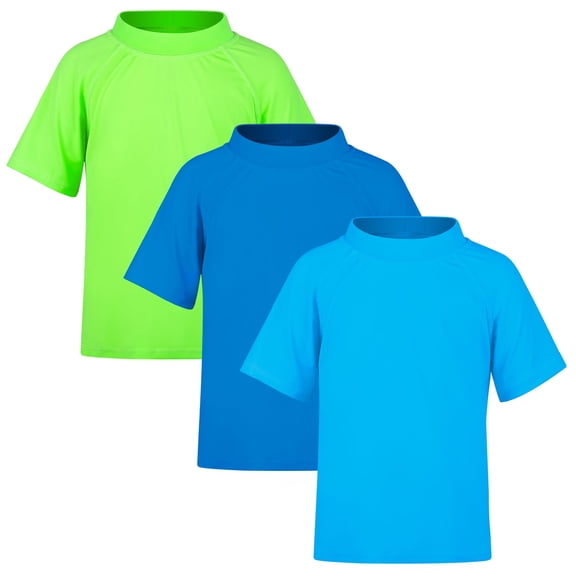 BIG ELEPHANT 3 Pack Kids Short Sleeve Rash Guard Shirt UPF 50 Protection Swimwear Quick Dry Swim Tee Youth Rashguard