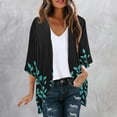 thumbnail image 2 of yoeyez Lightweight Cardigans for Women Floral Print 3/4 Sleeve Kimono Cardigan Loose Cover Up Casual Summer Beachwear 2026 Black,M, 2 of 6