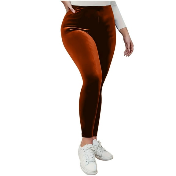 REALiKUN Women's Plus Size Velvet High Waist Leggings Buttery Soft Warm Yoga Pants Elastic Waist Crushed Soft Lounge