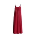 thumbnail image 7 of LEAVINGSUO Summer Dresses For Women Plus Size Fashion Casual Skirt Comfortable Sleeveless Round Neck Solid Dress Wine S, 7 of 7