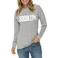 thumbnail image 3 of Big Size Brooklyn Spellout Graphic Long Sleeve Crewneck Tee - Heather Grey 2XL, 3 of 4