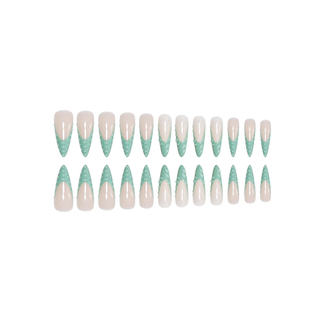 Cross-border hot-selling pointed nail fashionable three-dimensional spiral pattern advanced whitening wearing nail removable fake nail finished product wholesale